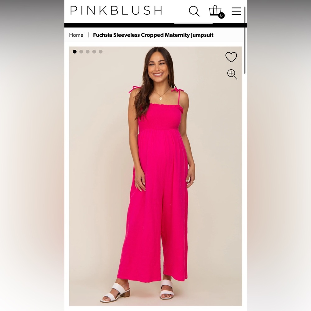 Pink blush fuchsia sleeveless cropped maternity jumpsuit